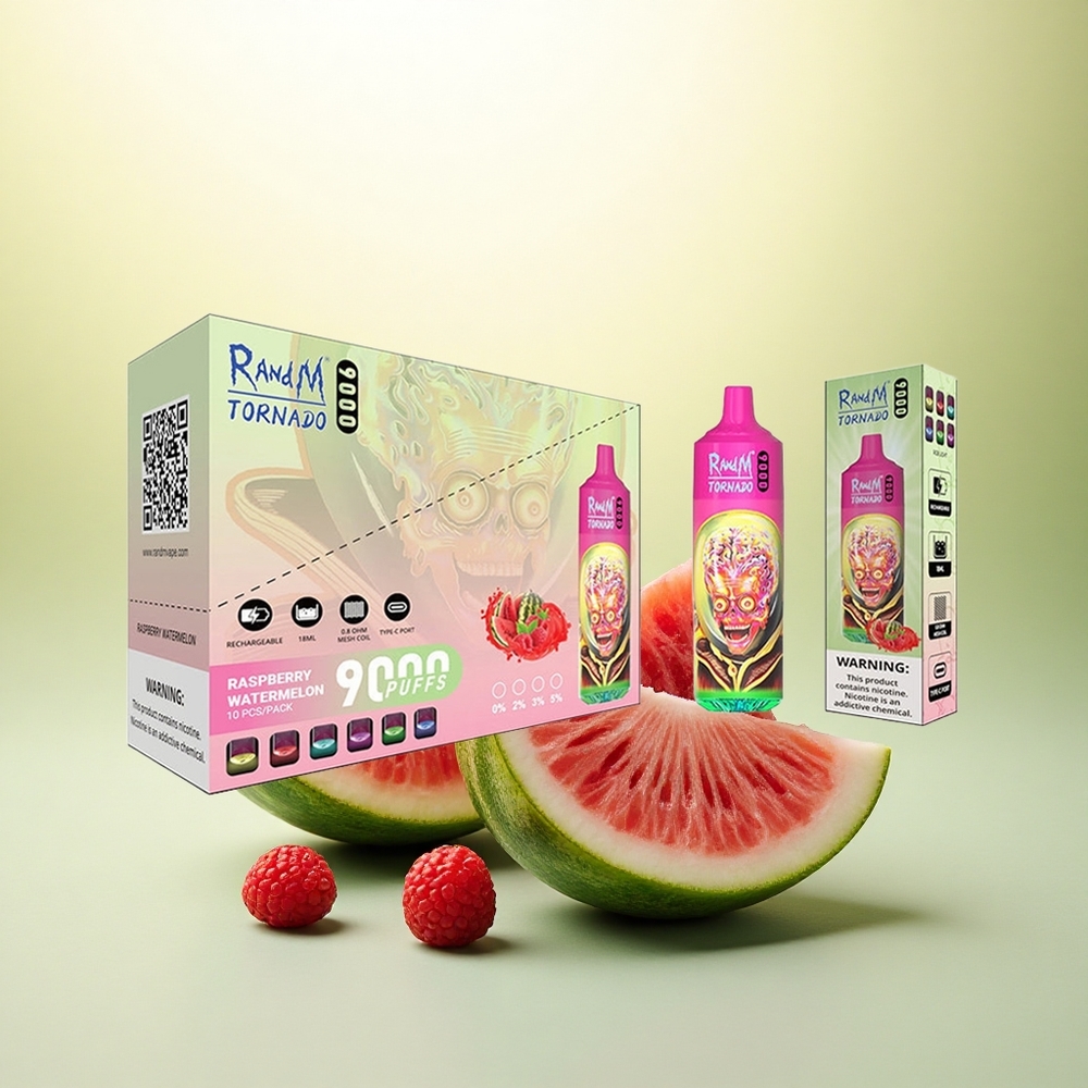 RandM Fumot Tornado 9000 Puffs Melancia Framboesa com 18 mL e Bobina Mesh