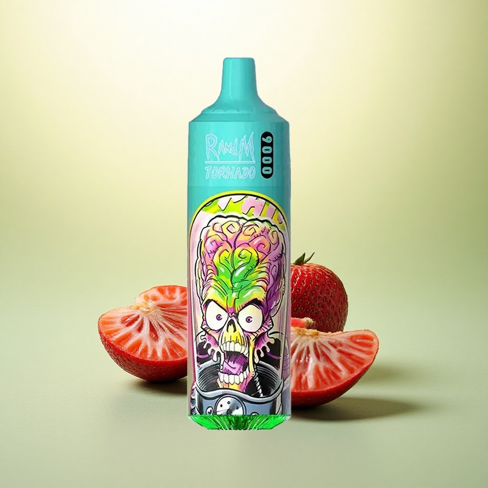 RandM Fumot Tornado 9000 Puffs Morango Romã com 850 mAh e Coil Mesh