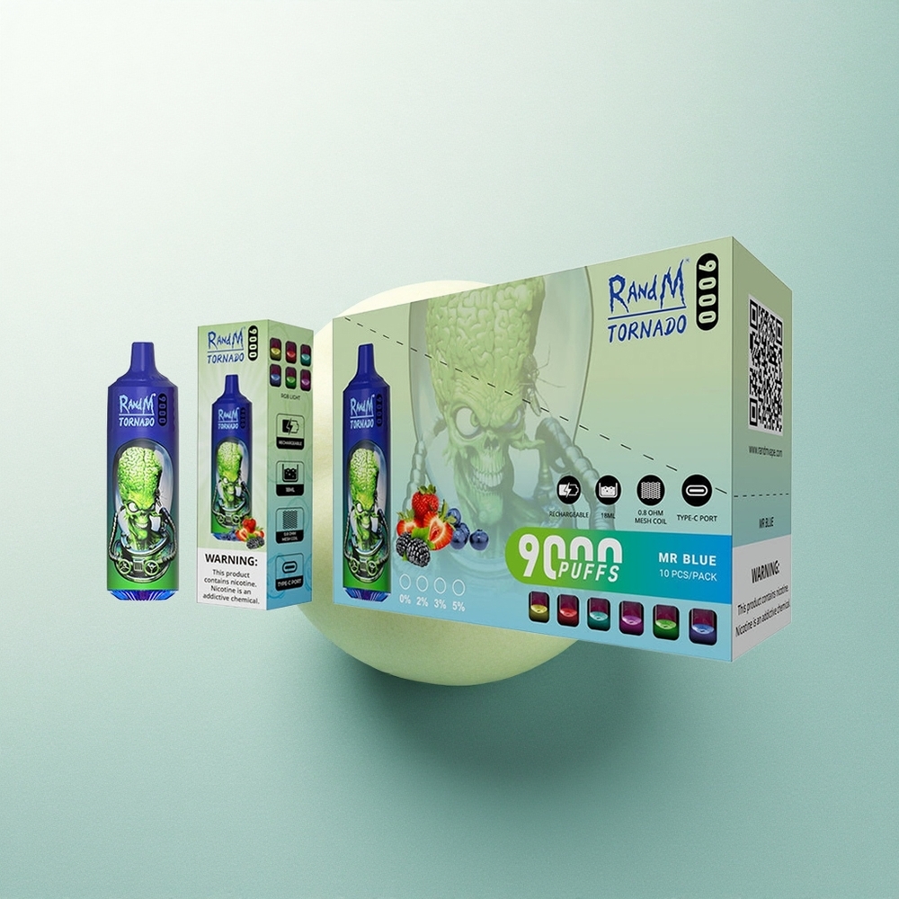 RandM Fumot Tornado 9000 Puffs Sr. Azul 18 mL Recarregável 850 mAh